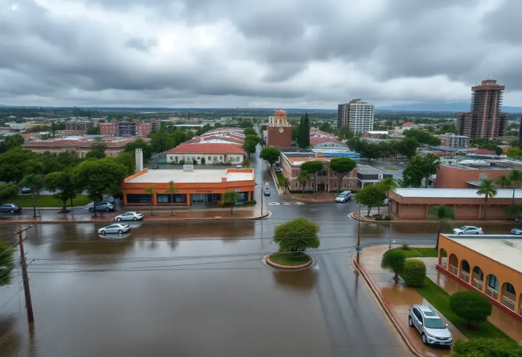 Flooded streets in San Diego caused by heavy rainfall.