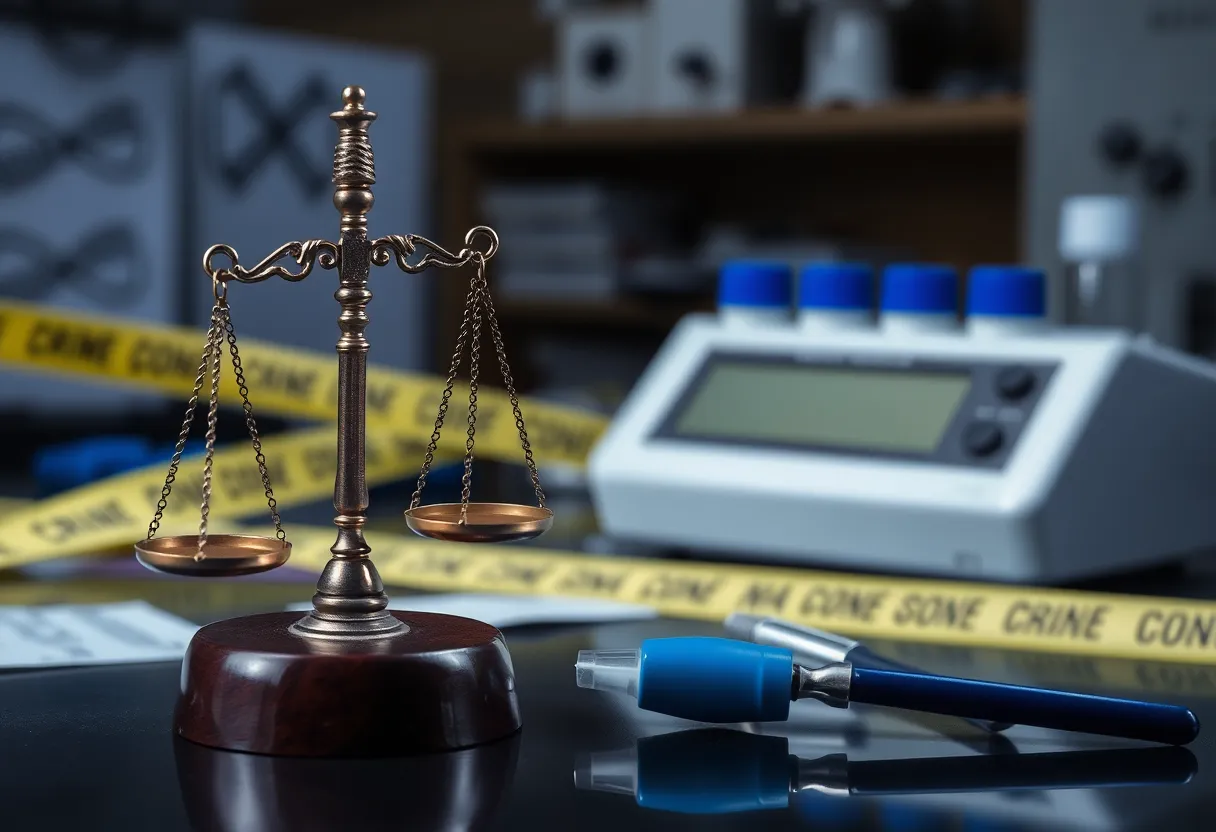 Forensic science equipment at a crime scene.