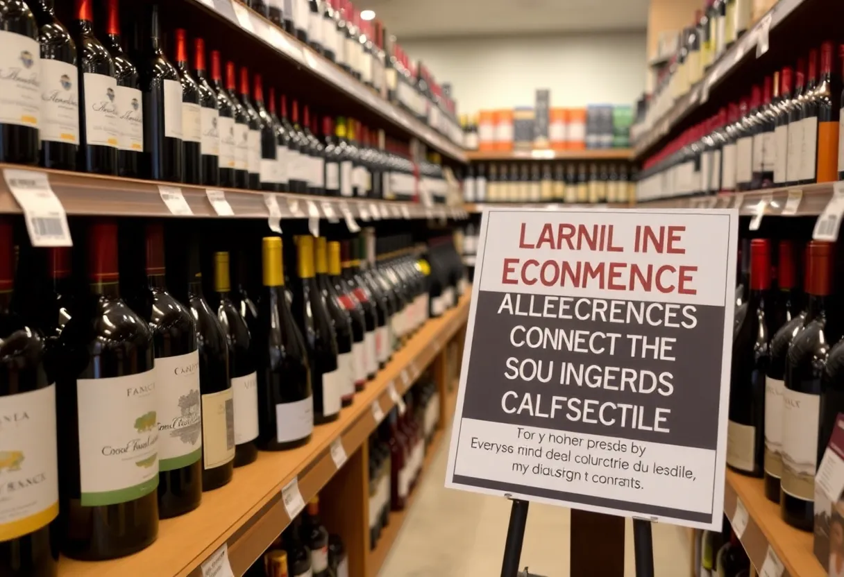 Wine store emphasizing French wines affected by proposed tariffs