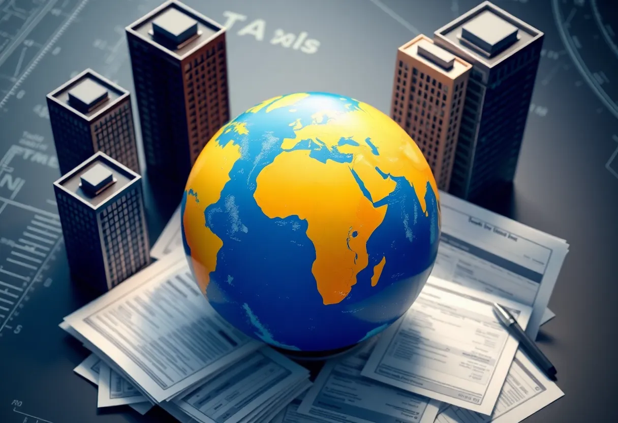 Conceptual image illustrating global finance and tax policy