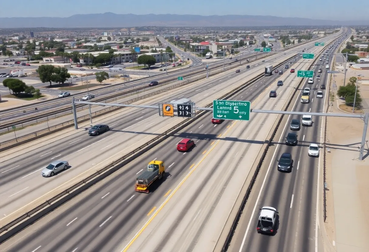 Construction on I-5 near San Ysidro Land Port of Entry