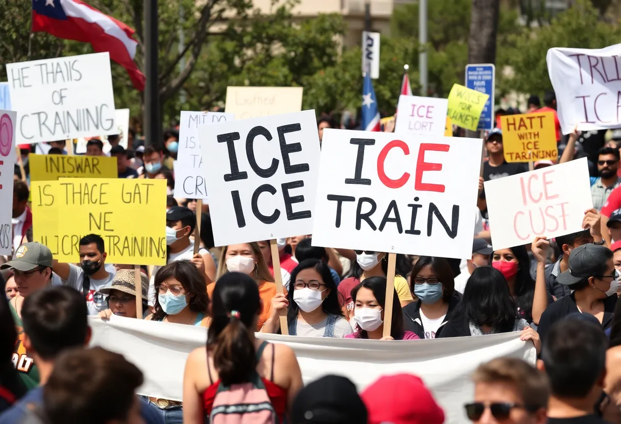 Activists protesting against ICE training facility in Escondido