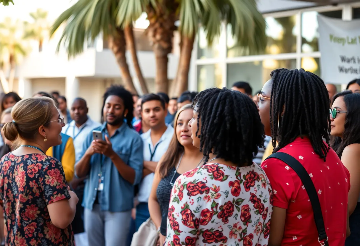 Community members engaging in discussion about representation and inclusivity in San Diego events