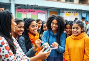 Diverse group of young women participating in STEM activities.