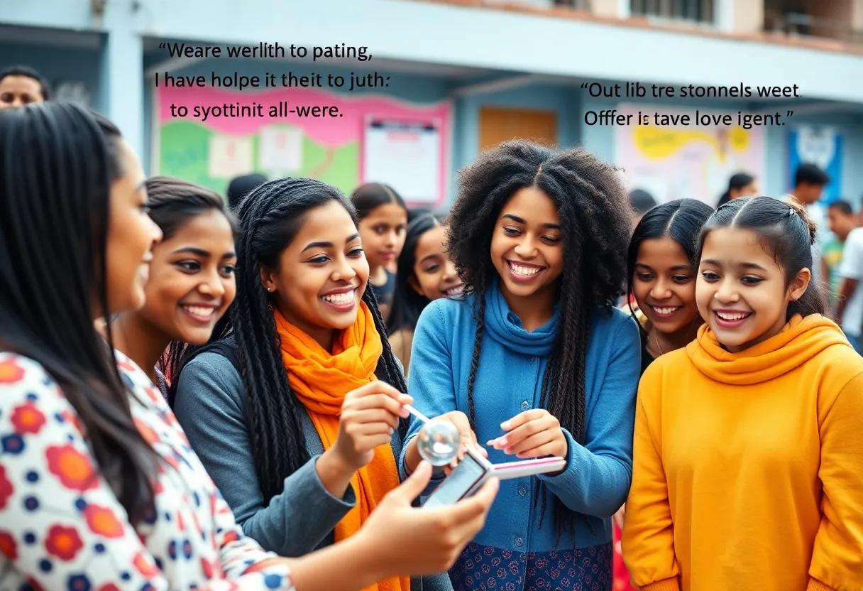 Diverse group of young women participating in STEM activities.