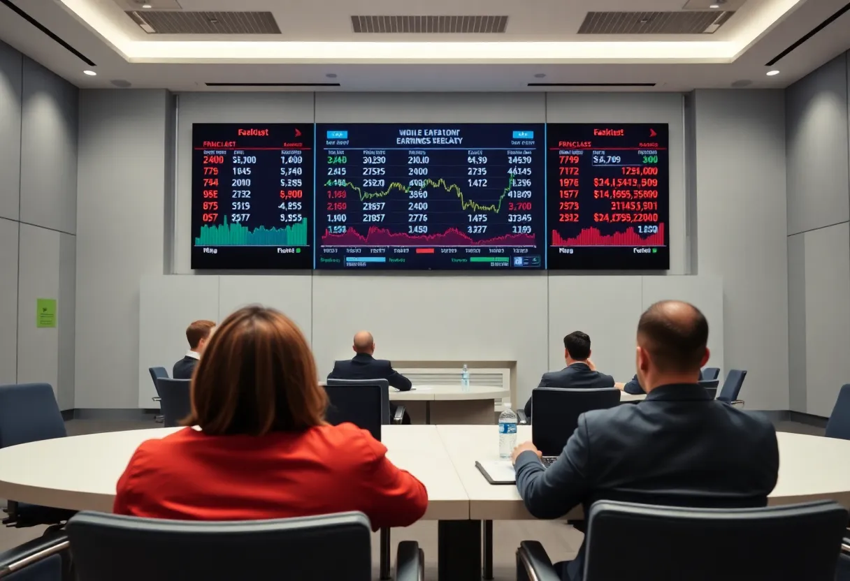 Corporate conference room for earnings webcast