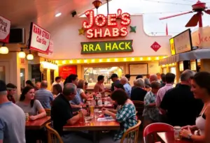 Customers dining at Joe's Crab Shack in California