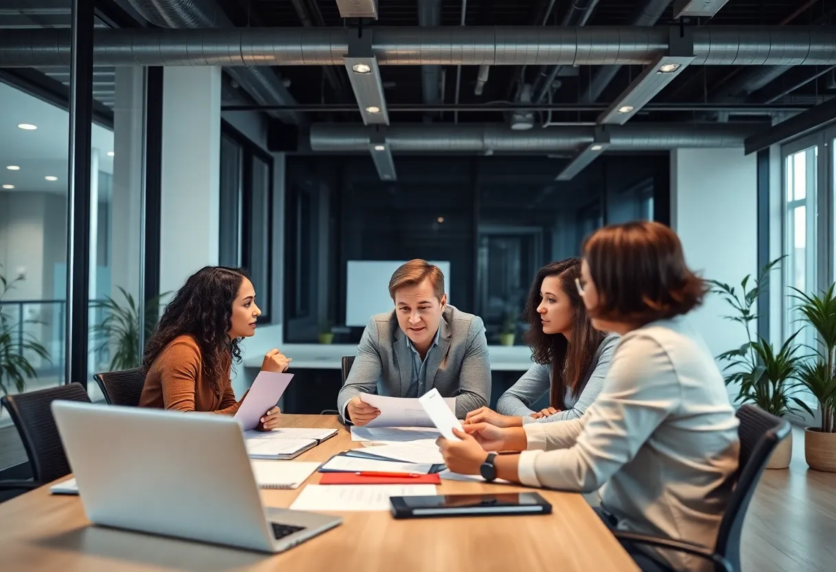 Professionals celebrating the expansion of J/PR agency