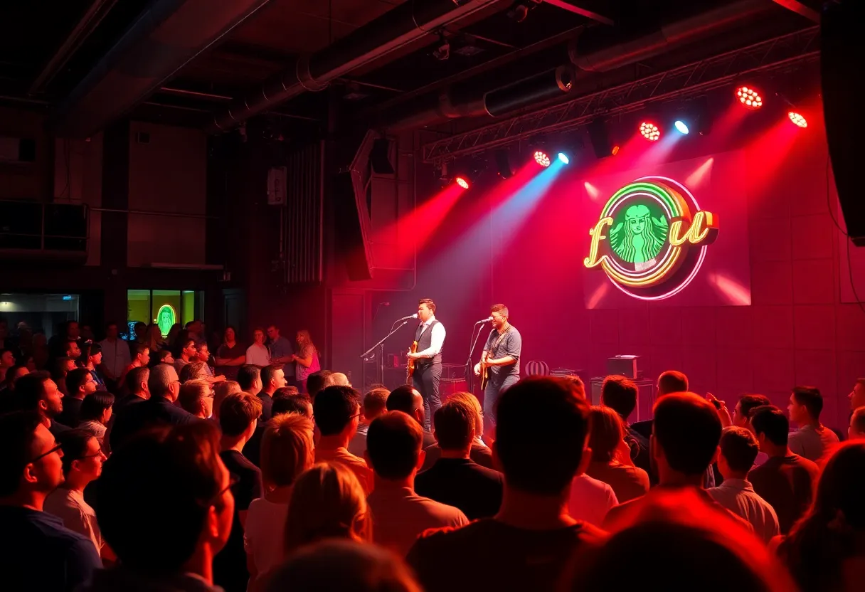 Concert scene of Khamari's tour with a lively audience