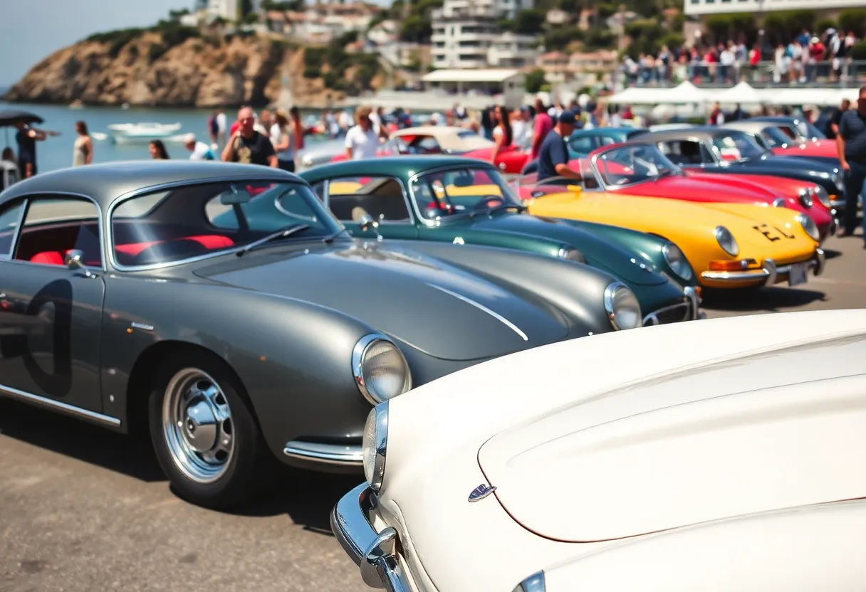 Classic cars displayed at La Jolla Cove during the Concours d’Elegance