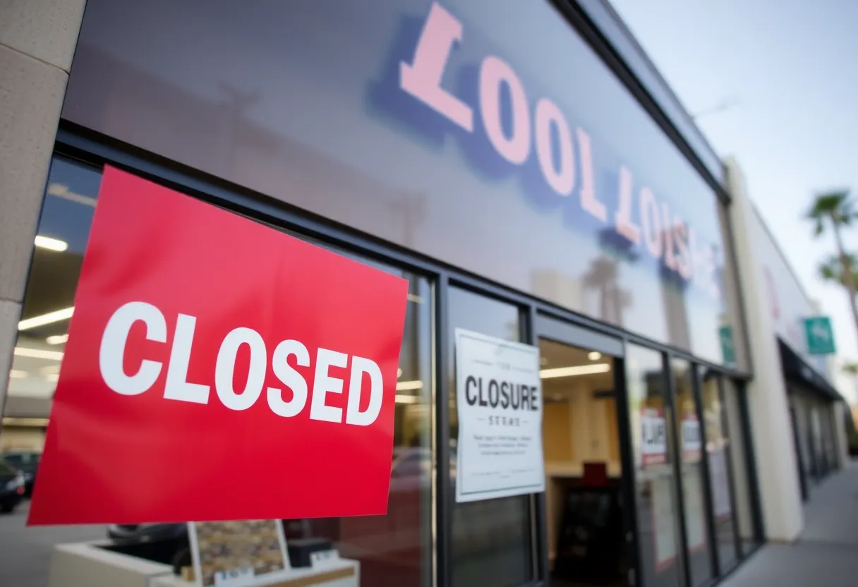 Macy's store front with closure signs.