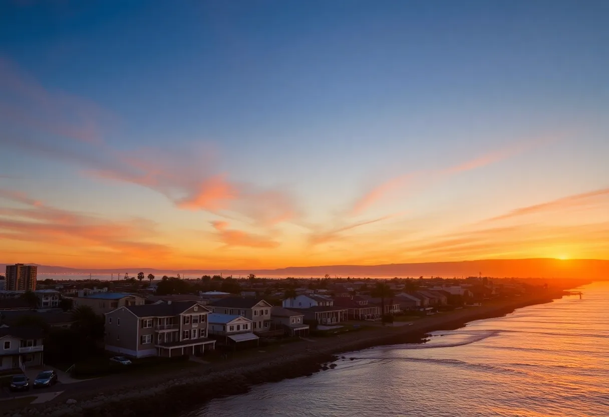 Coastal view of San Diego's Midway District showing low-rise buildings