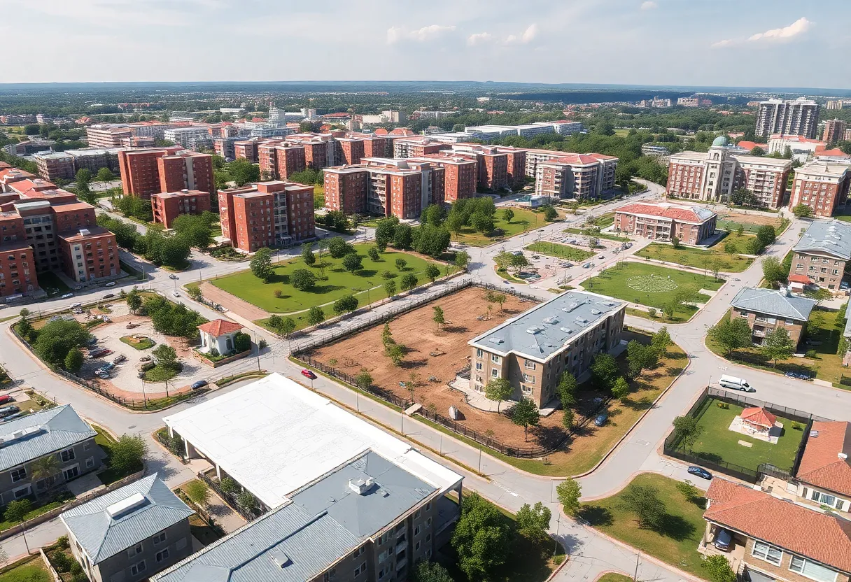 Architectural plans depicting the Midway Rising redevelopment project in San Diego.