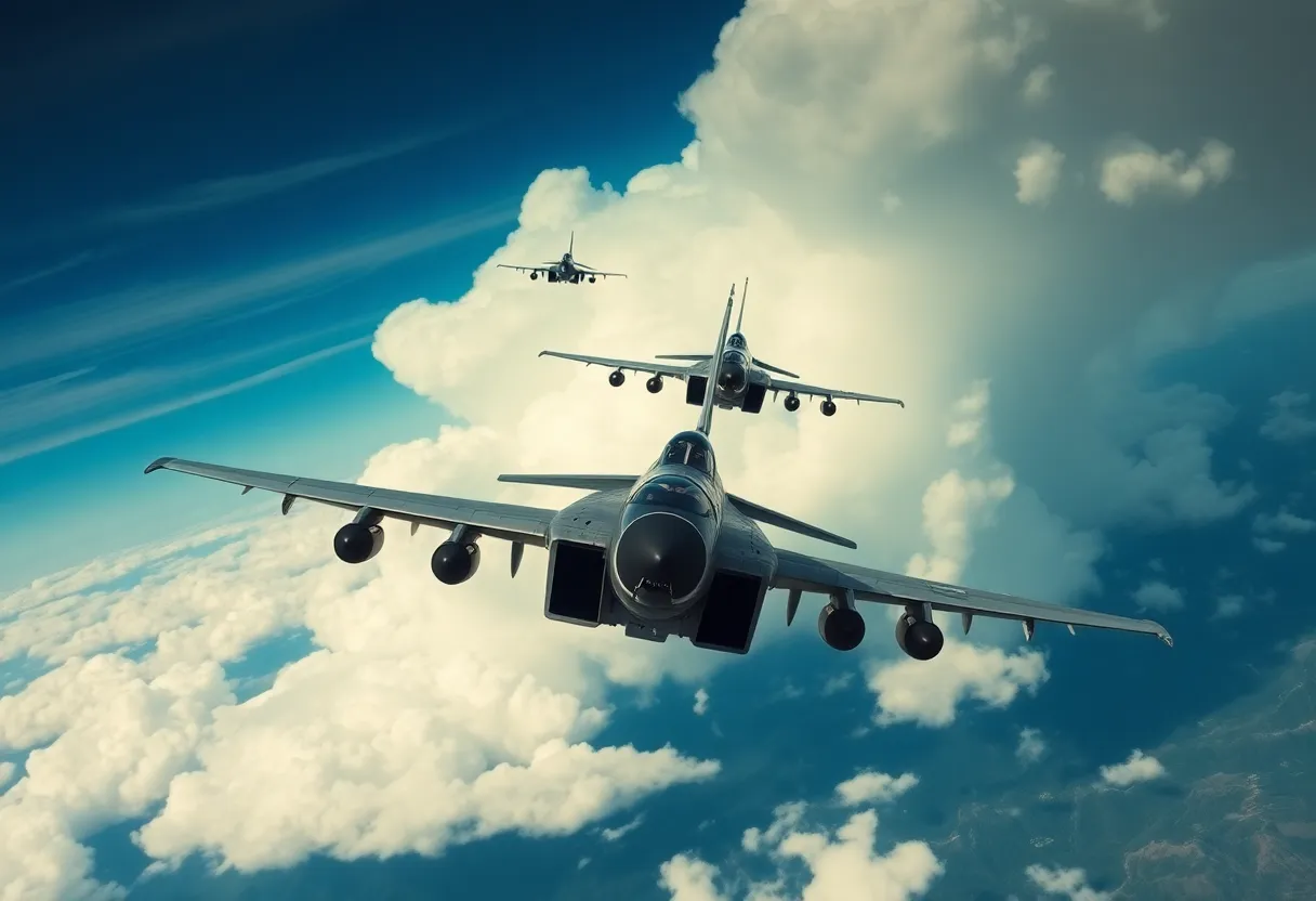 Aerial view of military aircraft during U.S. operation in Venezuela.