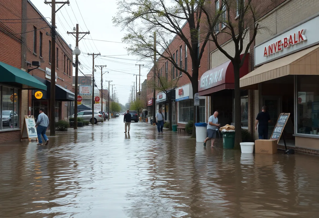 Flooded businesses in Mission Hills after heavy rainfall