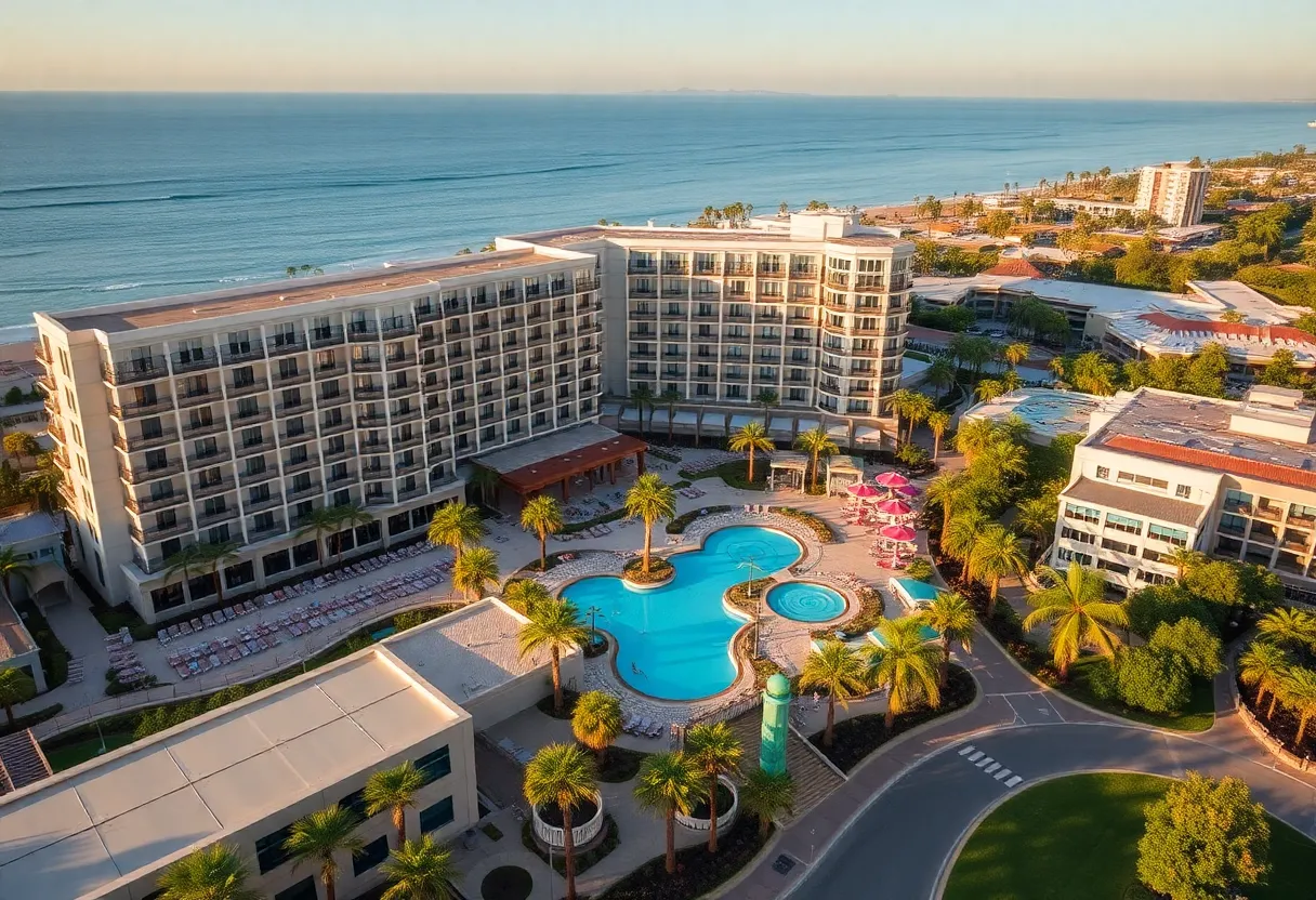 Aerial view of new hotel developments in San Diego County