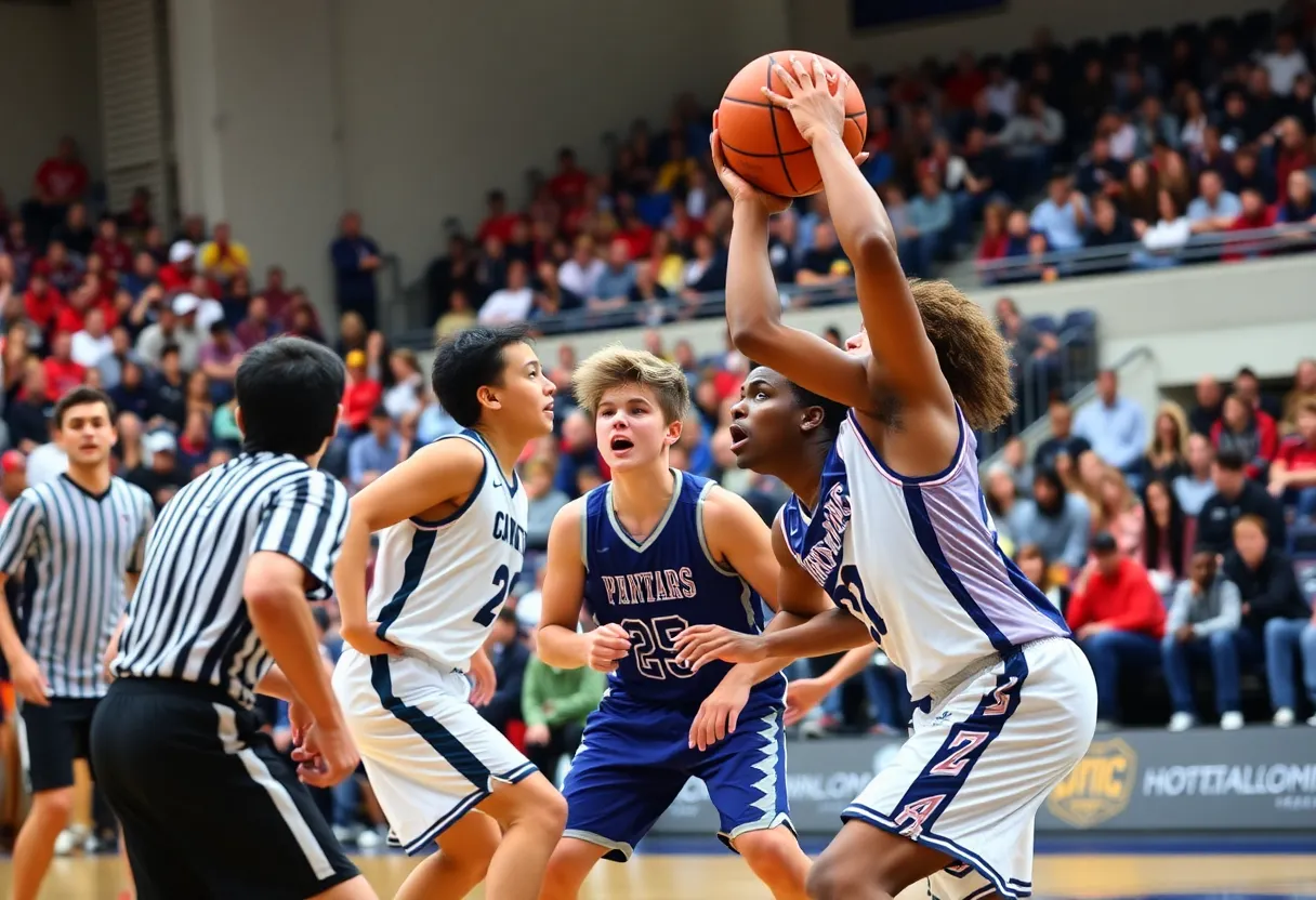 Notre Dame players celebrating victory after winning the Holiday Classic title