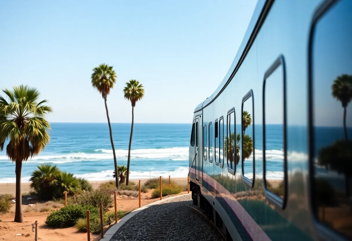 Pacific Surfliner train on the scenic California coast