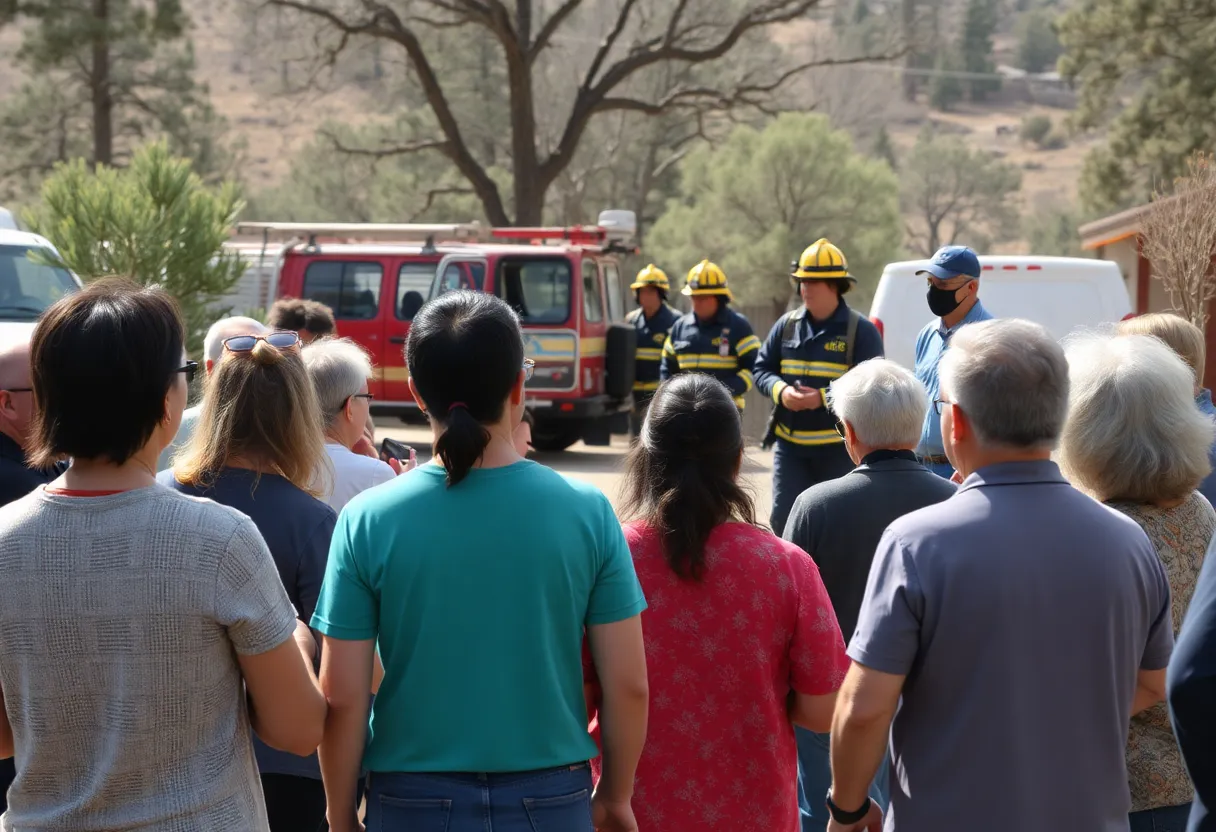 Community members and firefighters collaborate in Pine Valley after a recent fire incident.