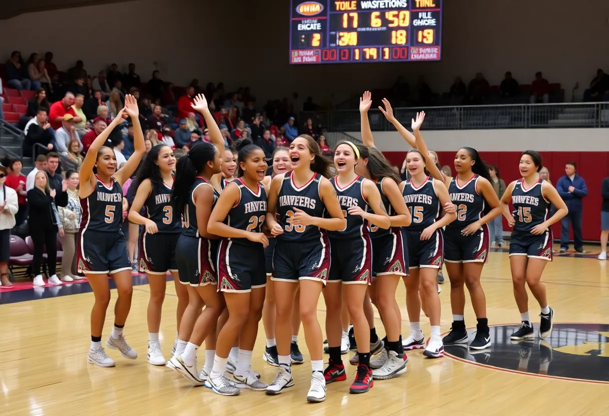 Point Loma High School girls basketball team celebrating their victory
