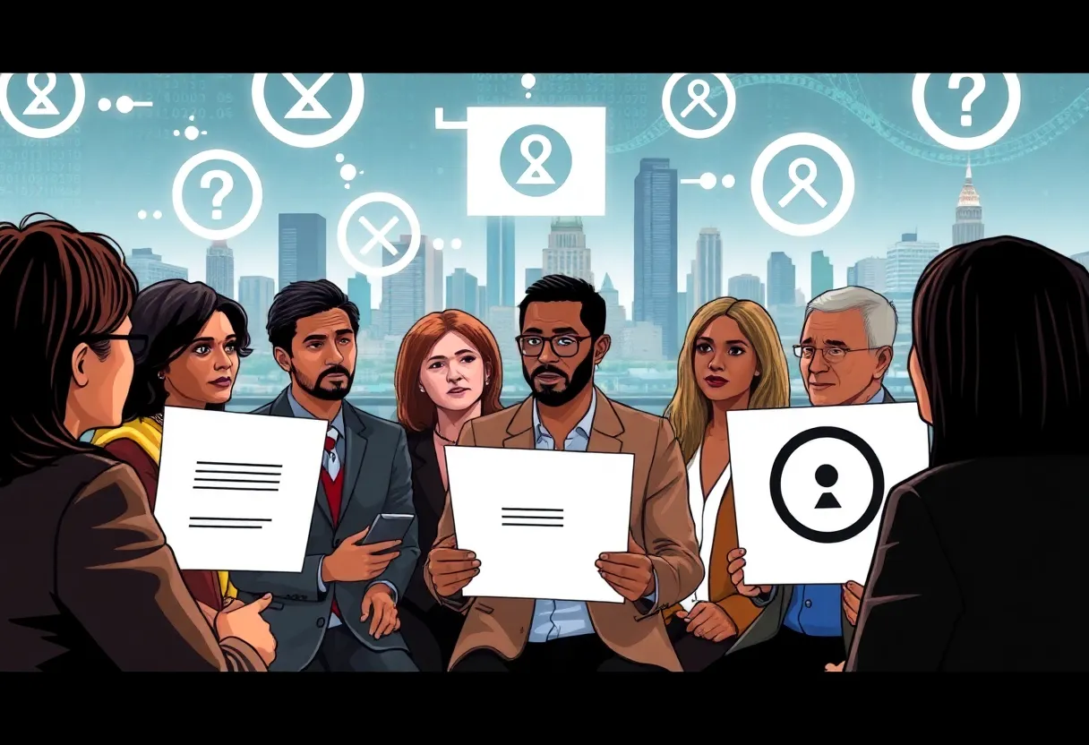 Privacy advocates meeting to discuss concerns over a government database in San Diego.