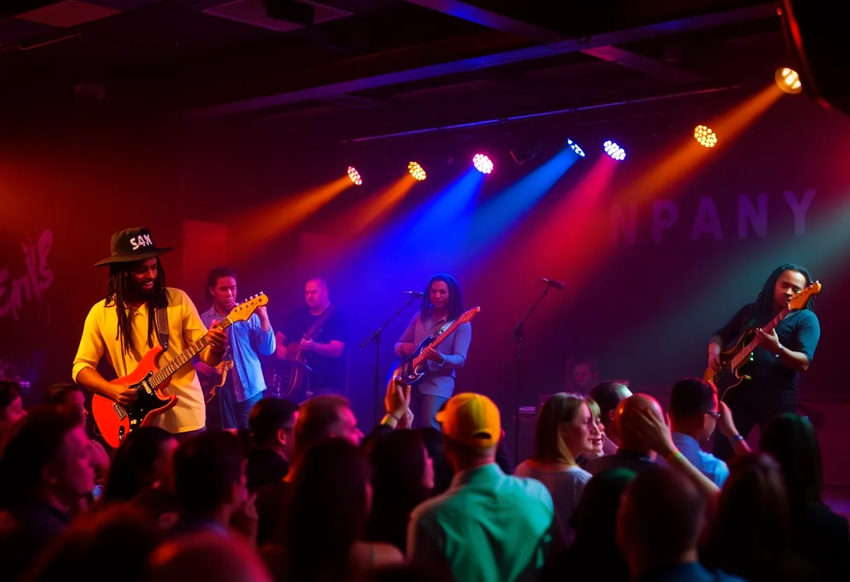 Audience enjoying a reggae and rock concert at Belly Up Tavern