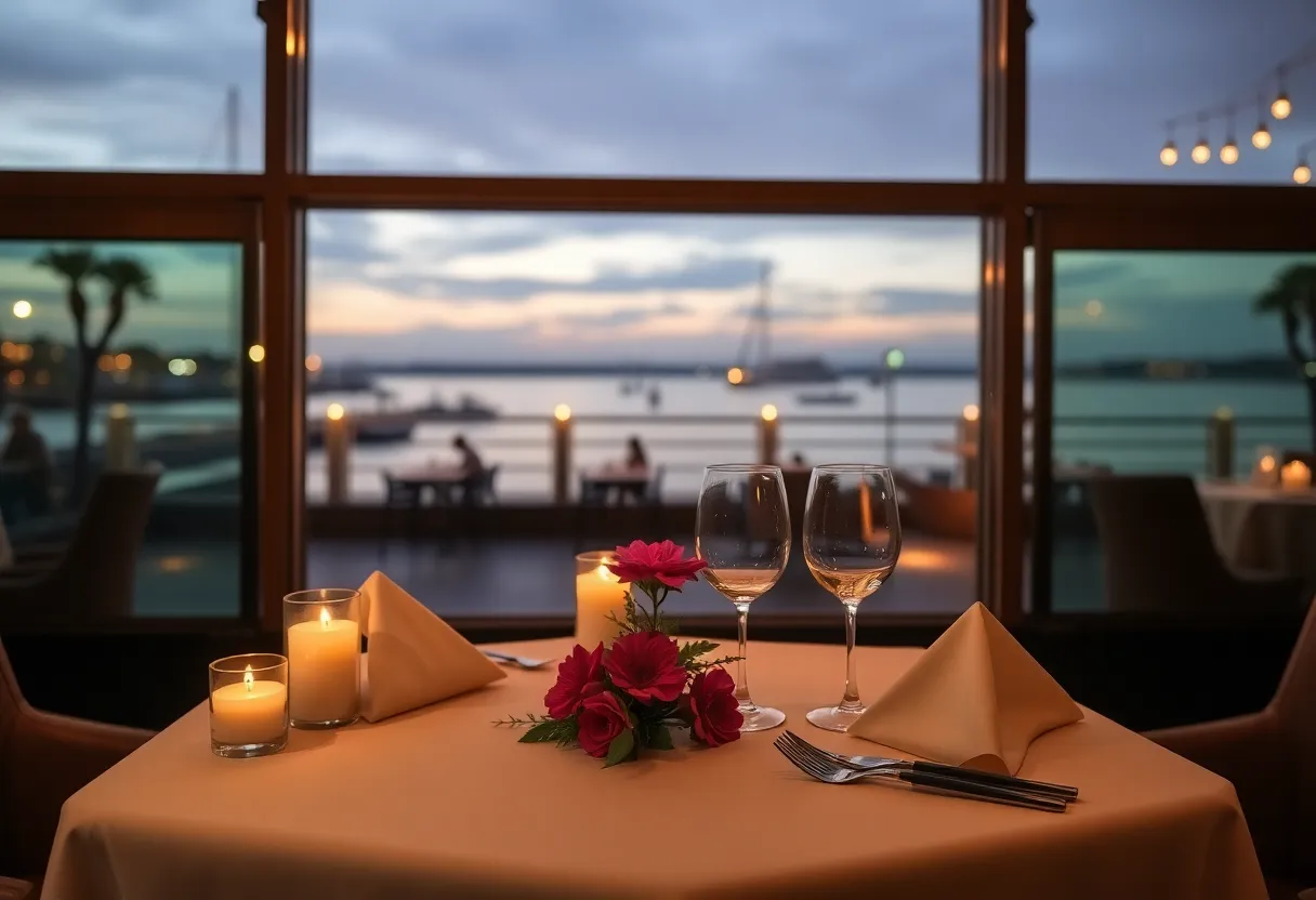 A romantic dining setting by the water in San Diego
