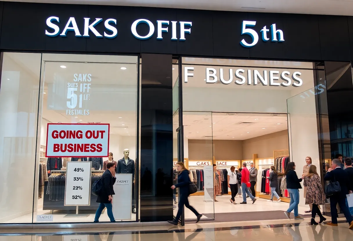 Saks Off 5th store with liquidation sale display
