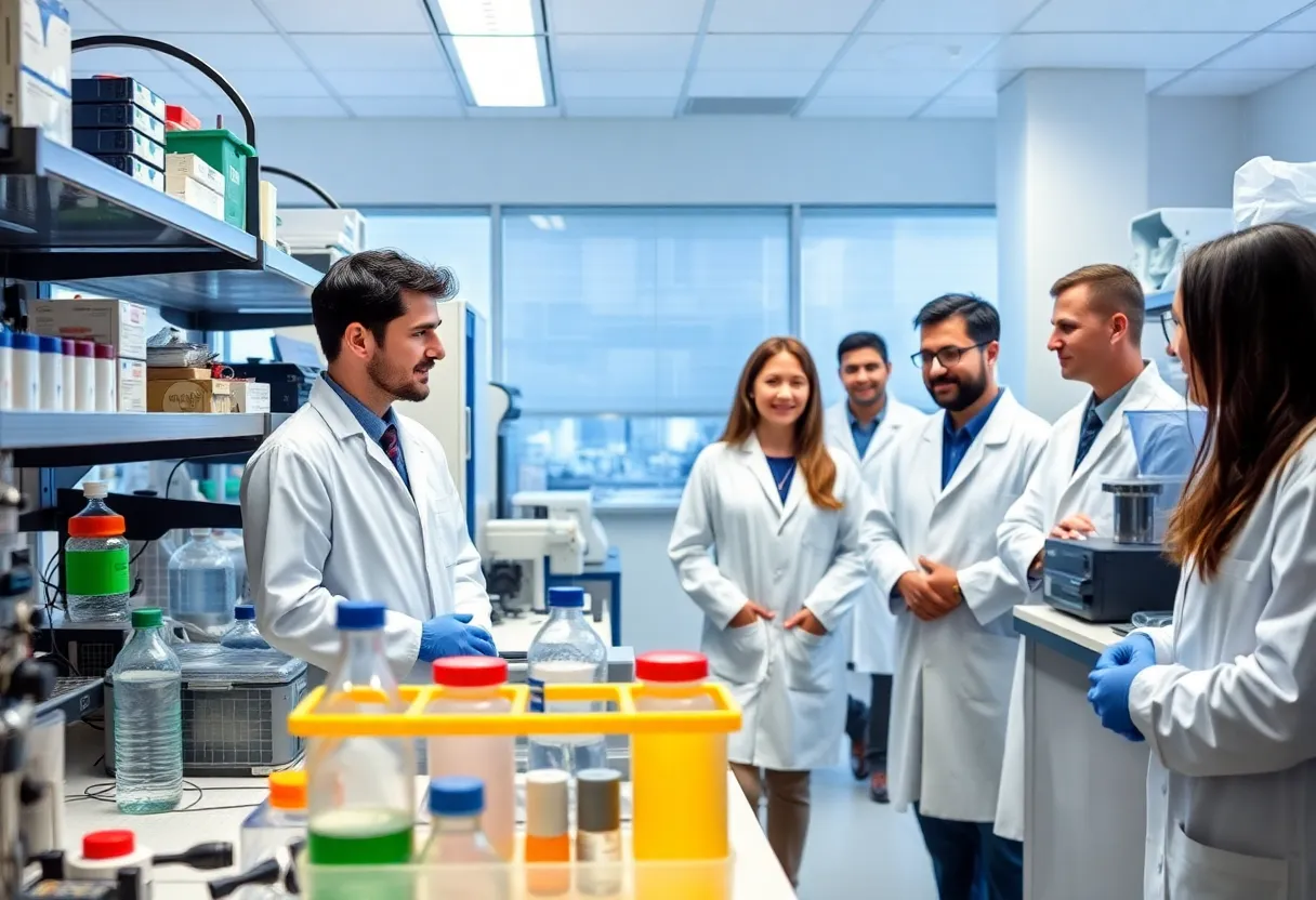 Scientists working in a San Diego biotech laboratory