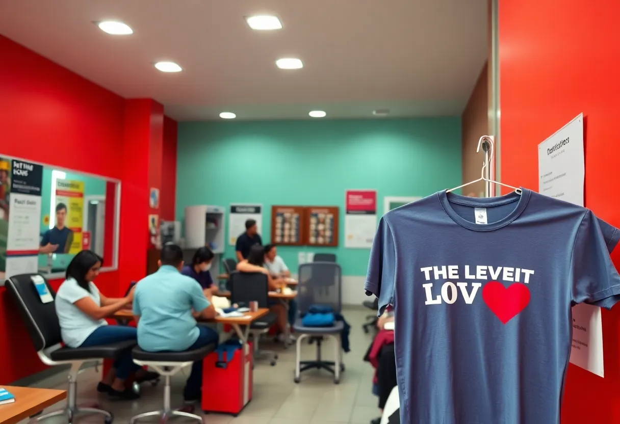 People donating blood at the San Diego Blood Bank
