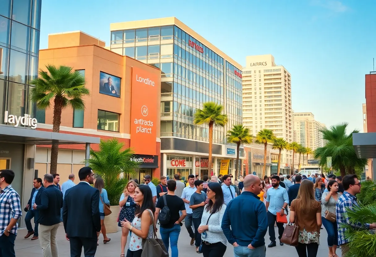 A scene from San Diego's business district highlighting local entrepreneurs and innovation.
