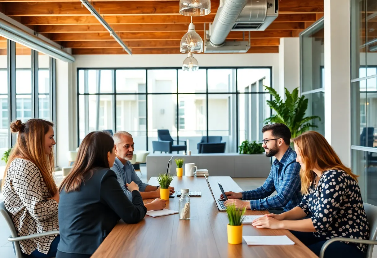 Entrepreneurs collaborating in a San Diego business environment