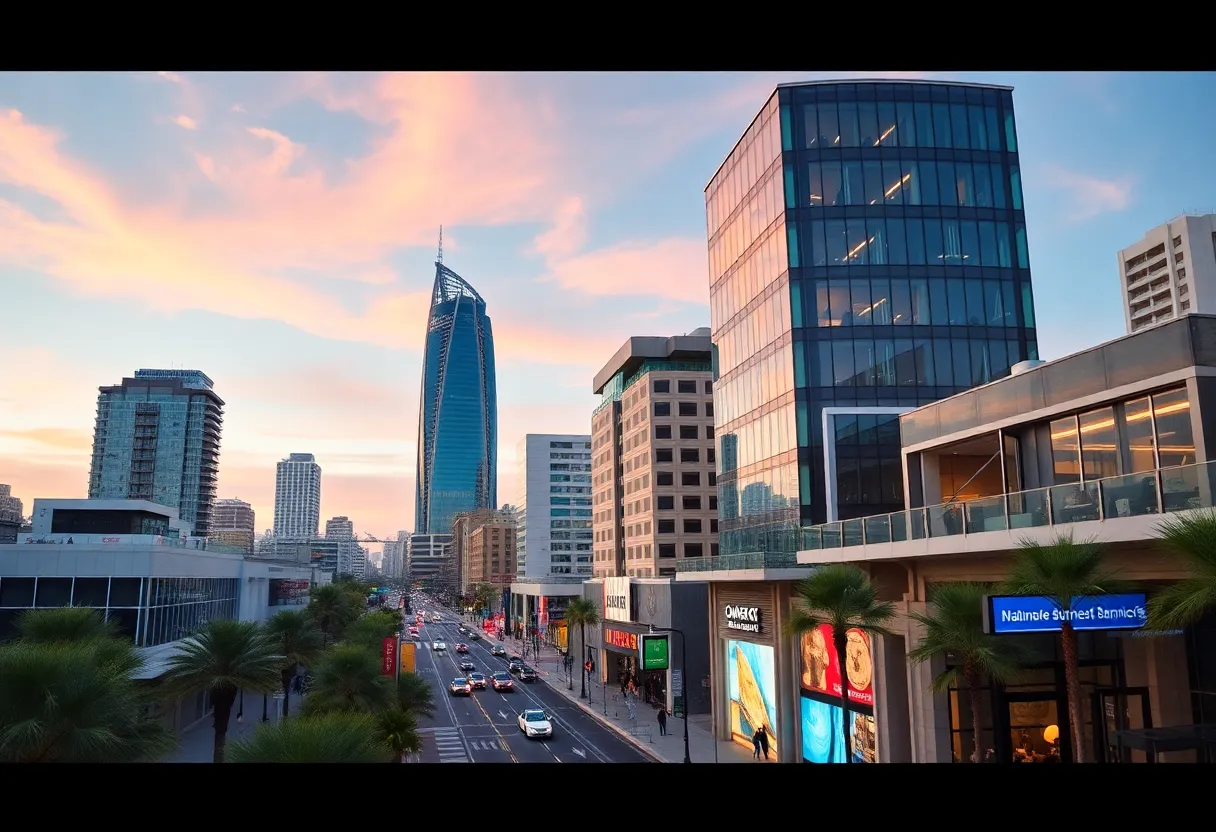 A view of San Diego's skyline showcasing modern business architecture.