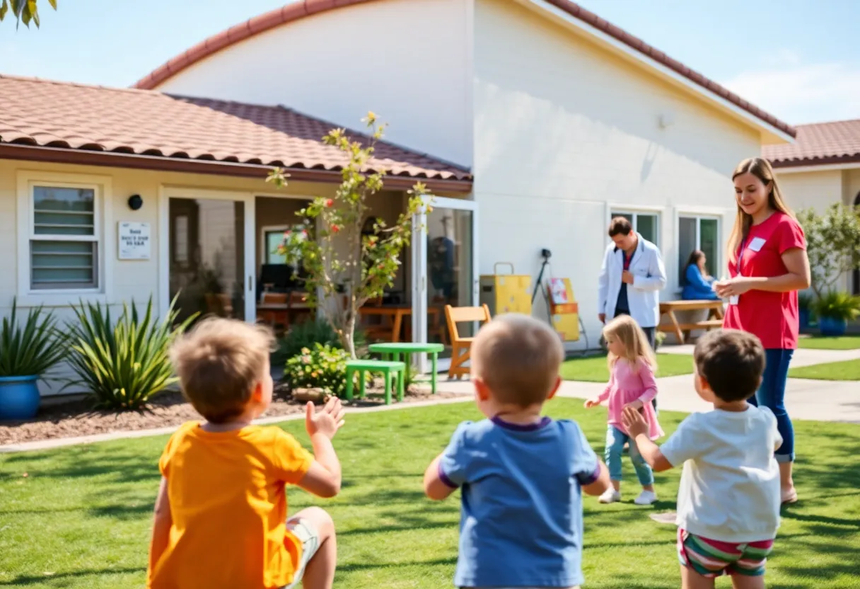 Children playing at a child care center in San Diego