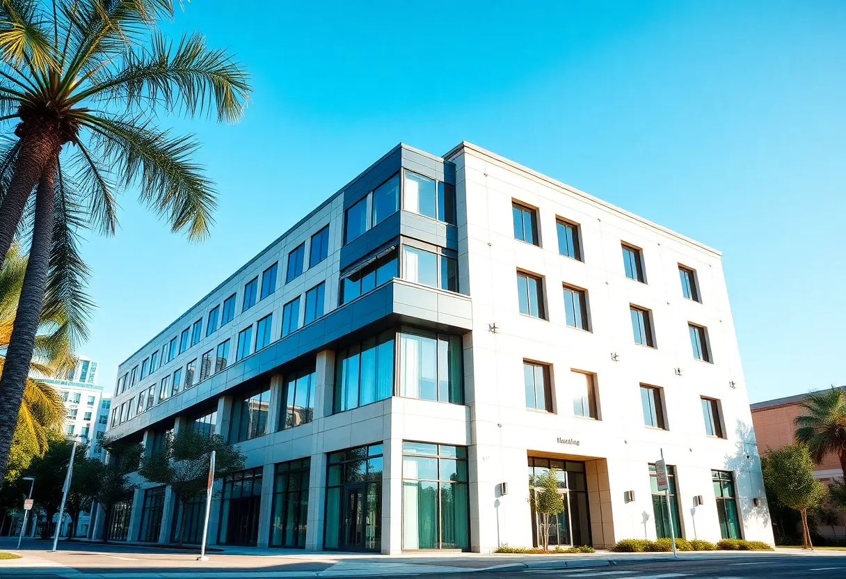 Modern office building representing San Diego County Counsel