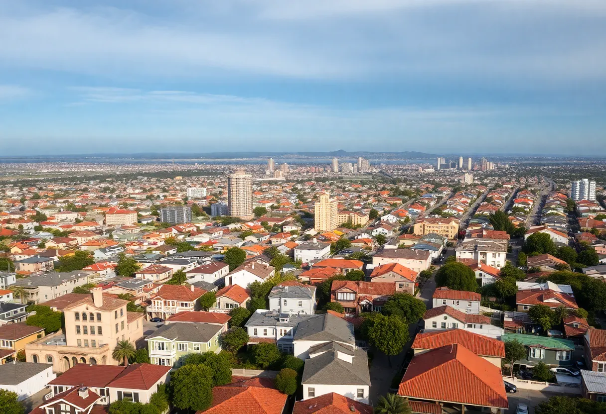 Aerial view of San Diego showing city neighborhoods and community areas