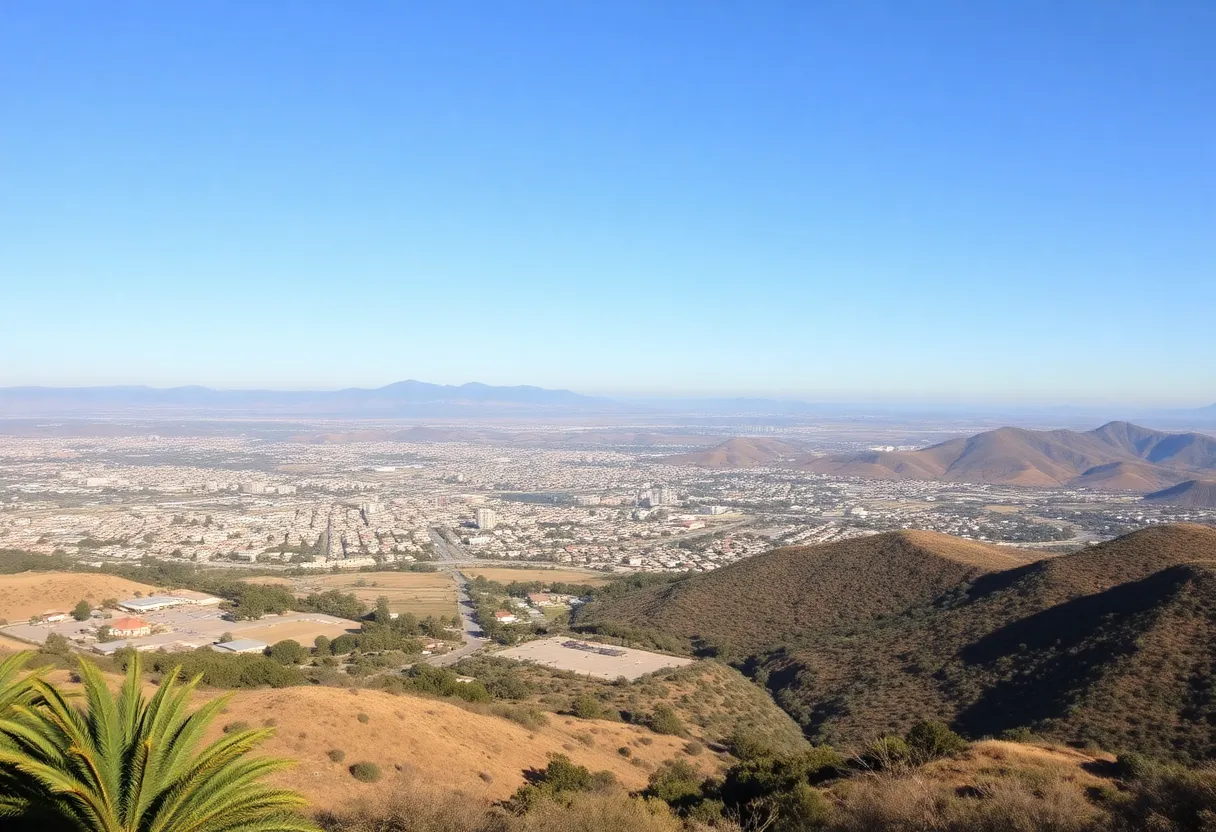 Dry winter landscape of San Diego County with clear skies