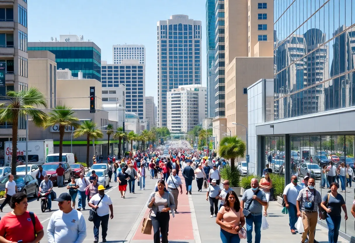 Vibrant cityscape of San Diego showcasing employment growth.