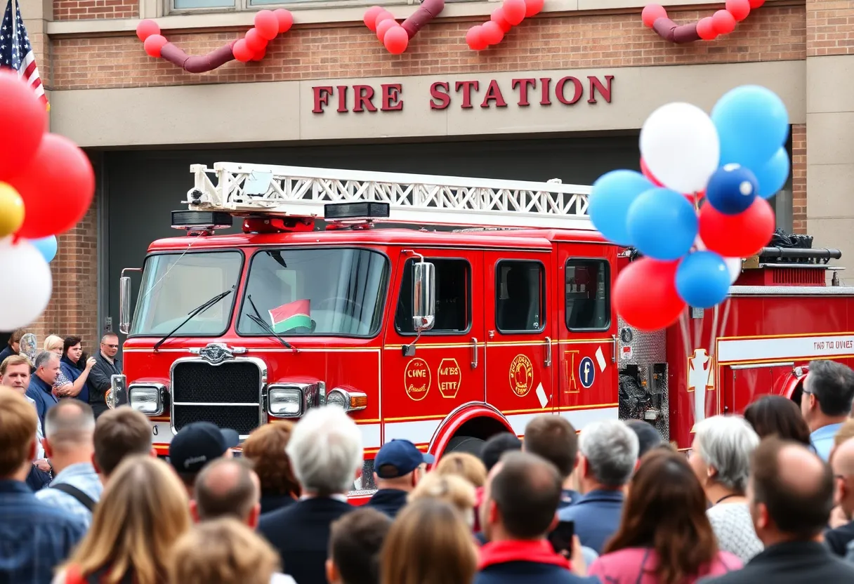 Community gathering in San Diego celebrating a firefighter's 100th birthday