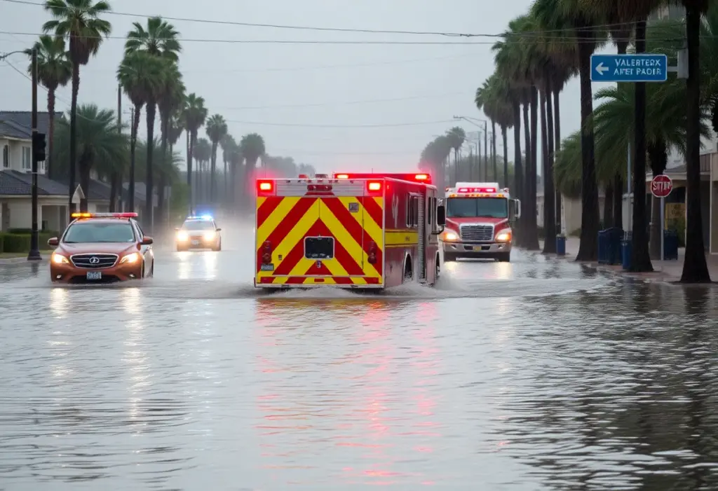 Flooded streets in San Diego following record rainfall.