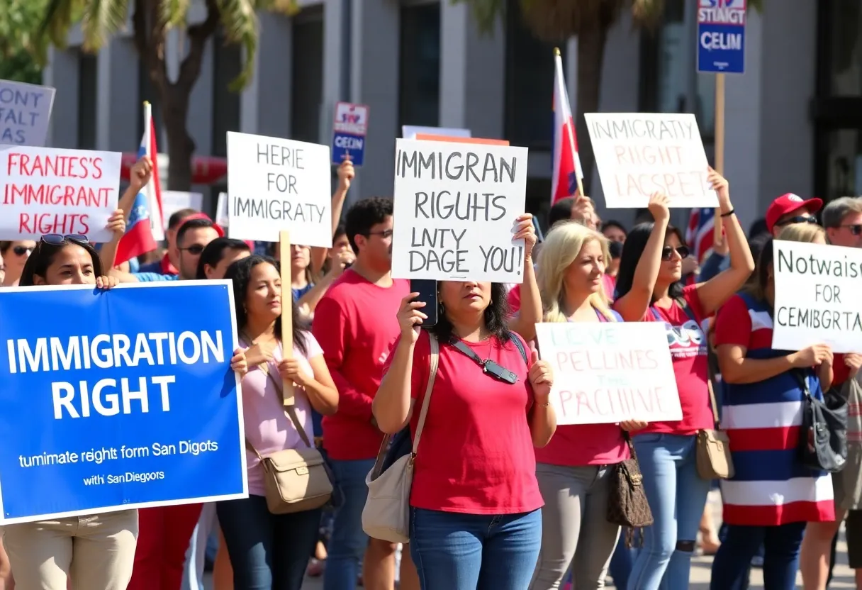 Protesters united for the Free America Walkout in San Diego