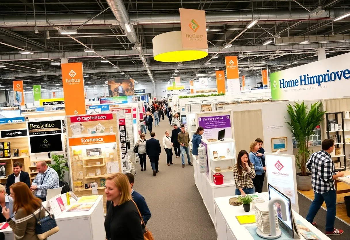 Attendees at the San Diego Home Improvement Expo exploring home improvement booths.