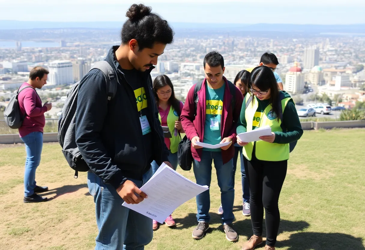 Volunteers conducting a survey for homeless count in San Diego