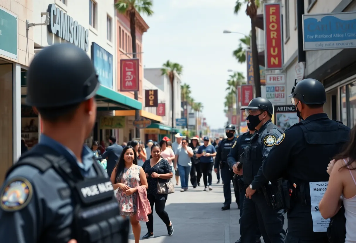 San Diego street with local businesses and law enforcement presence