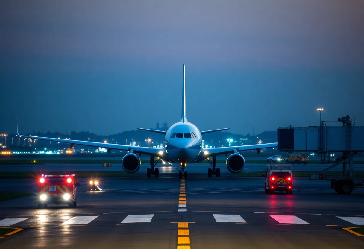 Runway lighting at San Diego International Airport during maintenance.