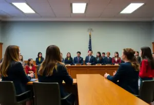 Students participating in San Diego's Mock Trial Competition