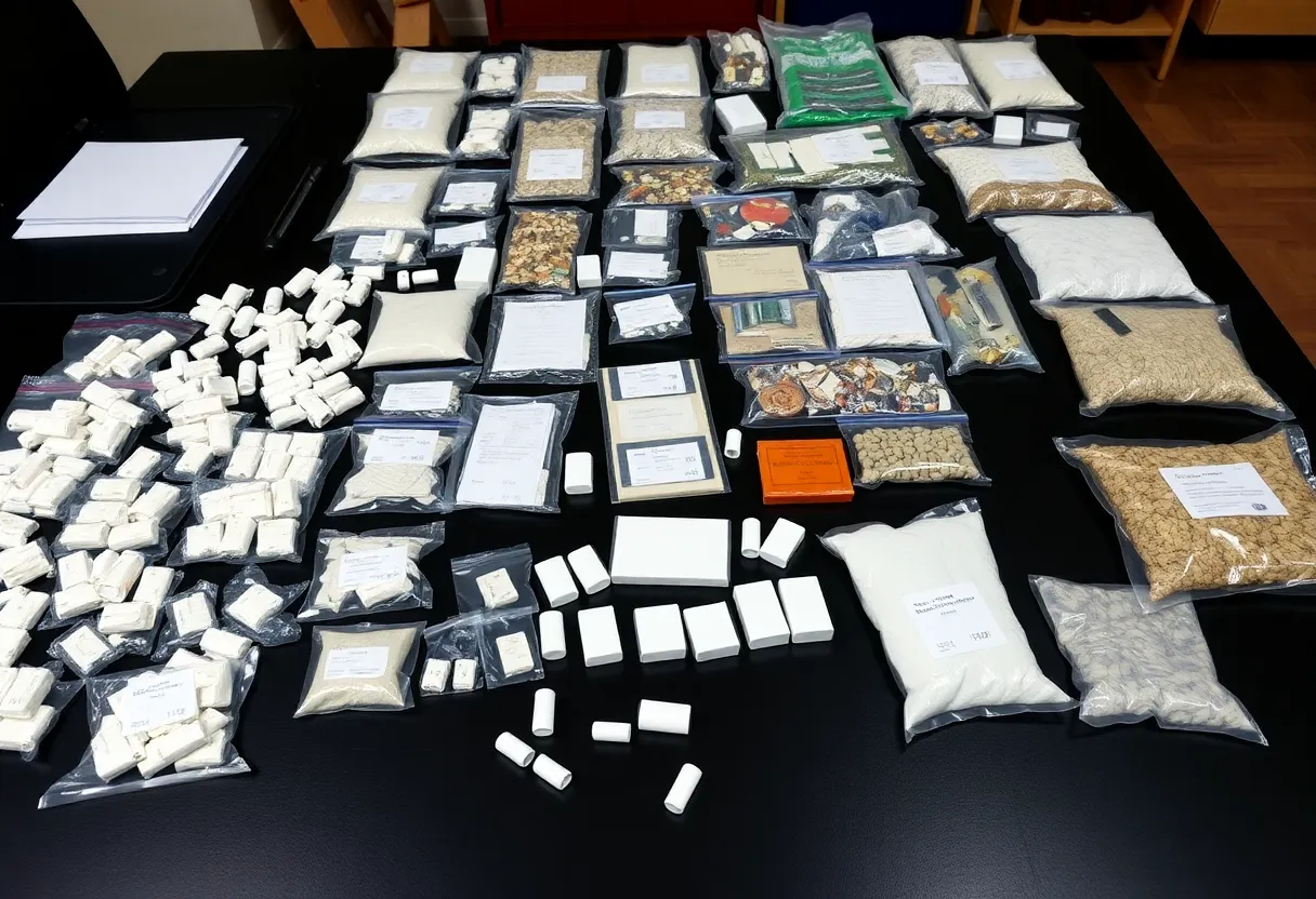 Display of seized narcotics from San Diego interception