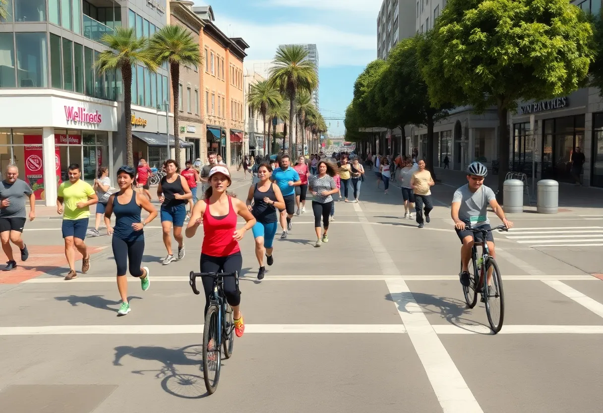 People jogging and biking in San Diego, highlighting a community engaged in wellness and fitness.