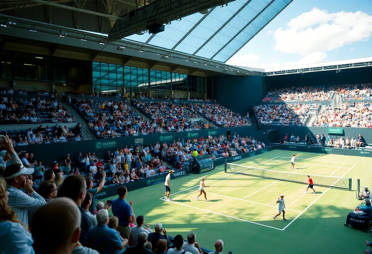 Tennis players competing at the San Diego Open