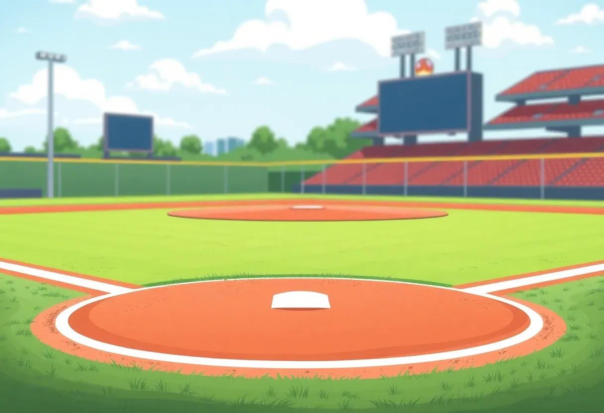 Illustration of baseball field highlighting the pitching mound.